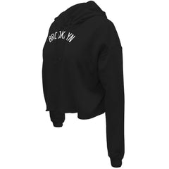 NBA - Brooklyn Nets Stadium Essentials Women's Origins Script Cropped Pullover Hoodie - Black