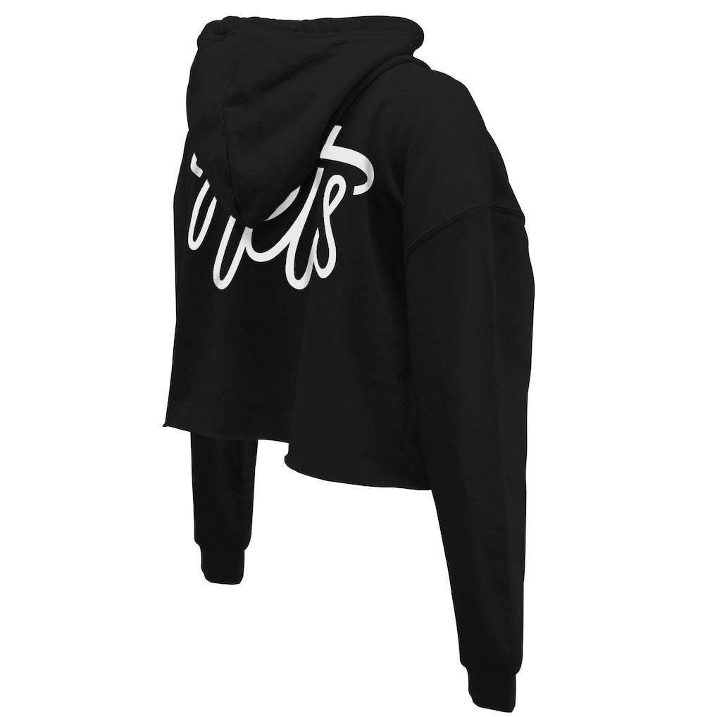 NBA - Brooklyn Nets Stadium Essentials Women's Origins Script Cropped Pullover Hoodie - Black