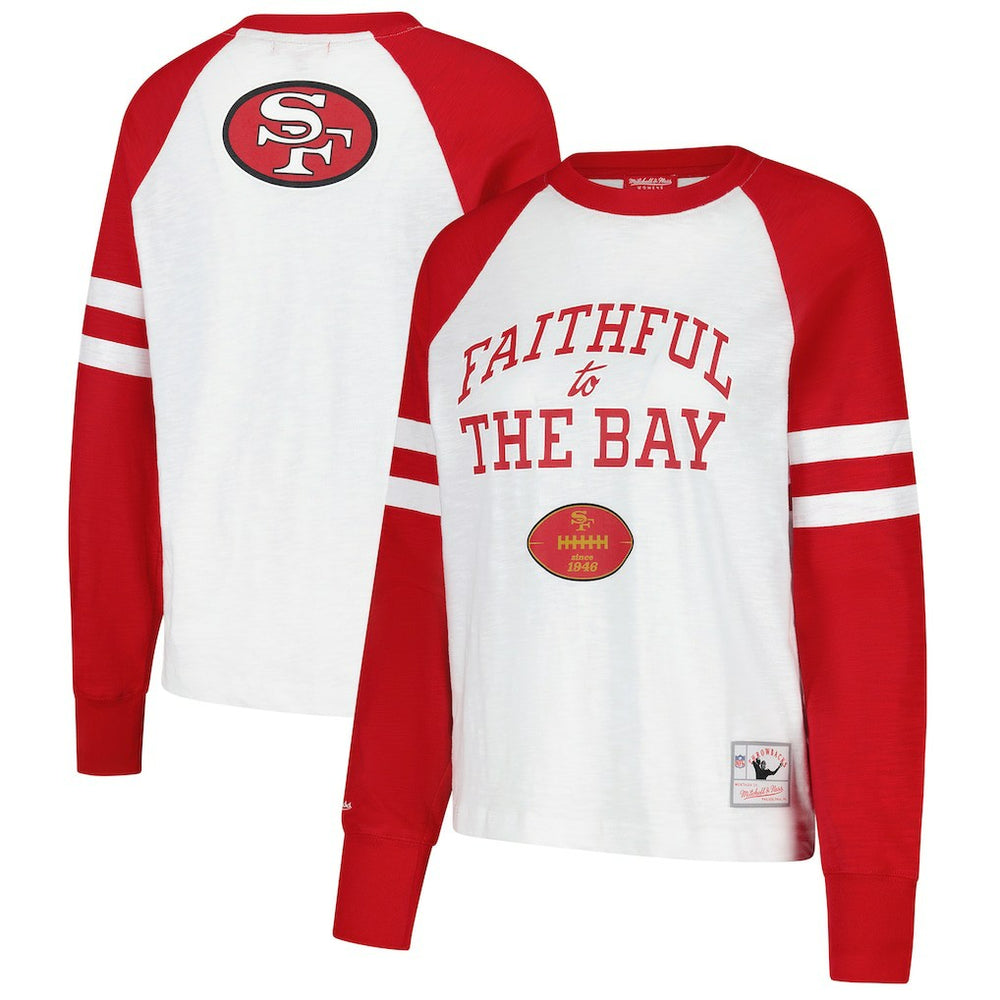 San Francisco 49ers Women's Slub Long Sleeve T-Shirt White/Scarlet - NFL