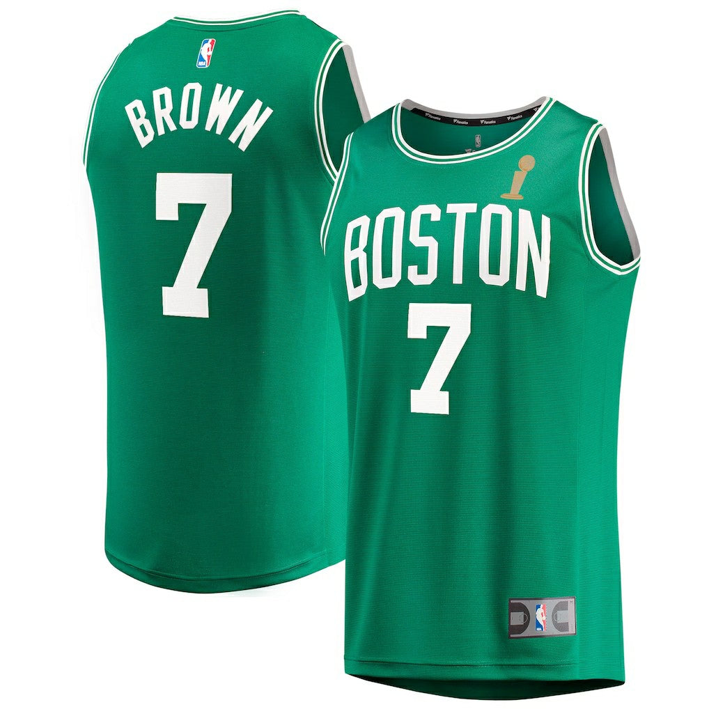 Fanatics - Jaylen Brown Boston Celtics 2024 NBA Finals Champions Fast Break Replica Player Jersey - Kelly Green - Icon Edition
