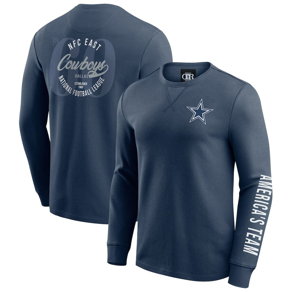 Dallas Cowboys Darius Rucker Collection Washed Waffle-Knit Long Sleeve T-Shirt Navy - Fanatics