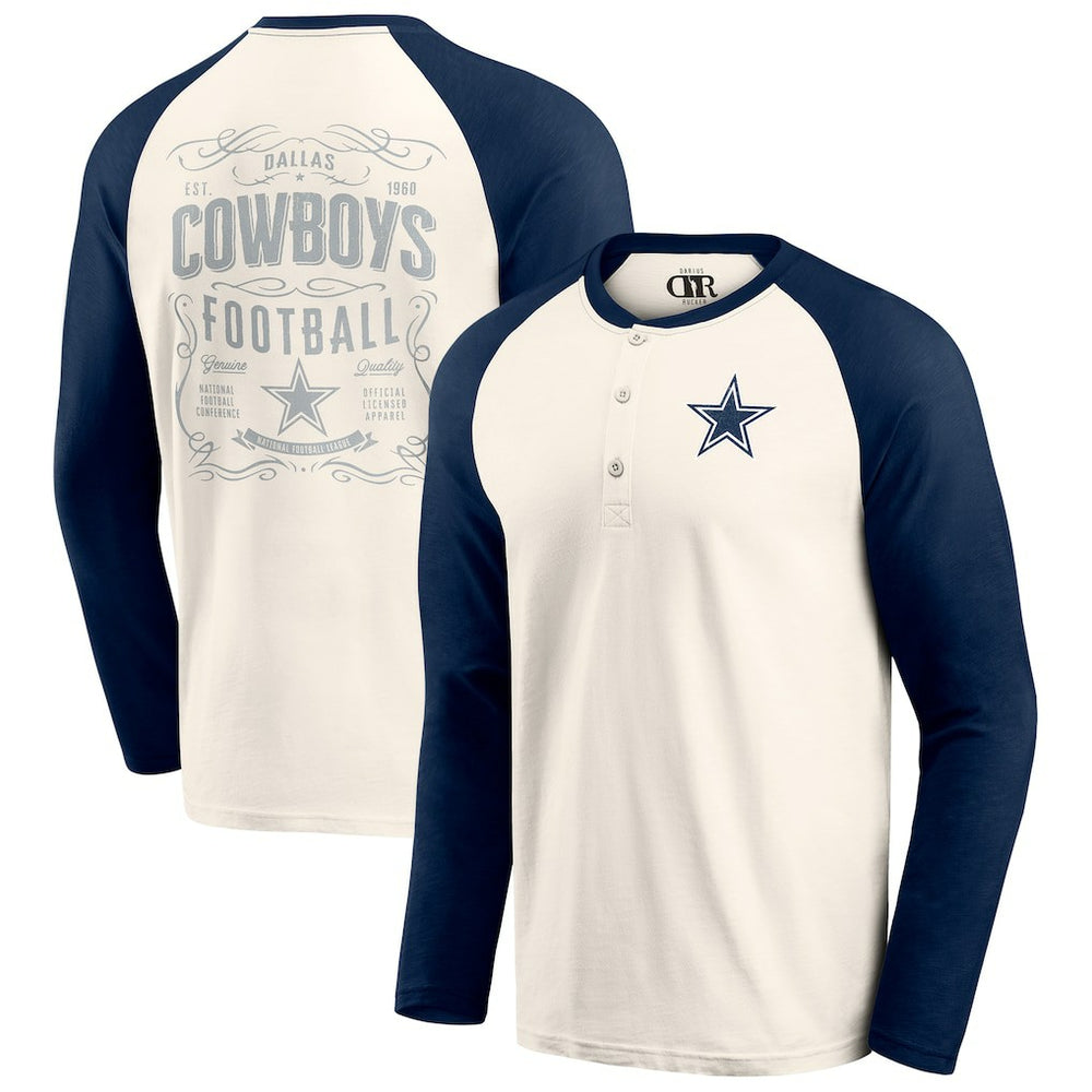 Dallas Cowboys Darius Rucker Collection Raglan Henley Long Sleeve T-Shirt White/Navy - Fanatics