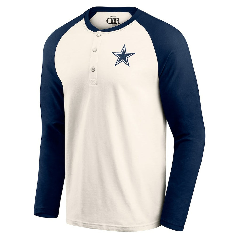 Dallas Cowboys Darius Rucker Collection Raglan Henley Long Sleeve T-Shirt White/Navy - Fanatics