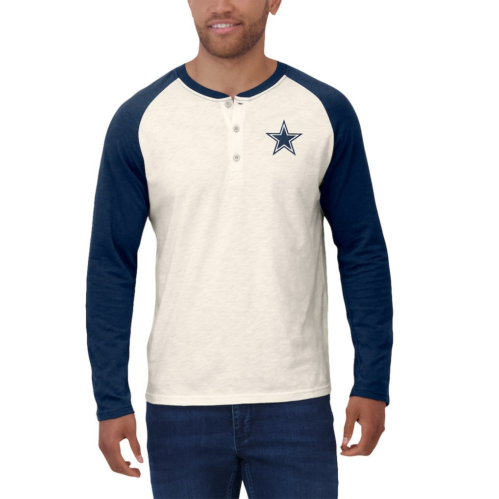 Dallas Cowboys Darius Rucker Collection Raglan Henley Long Sleeve T-Shirt White/Navy - Fanatics