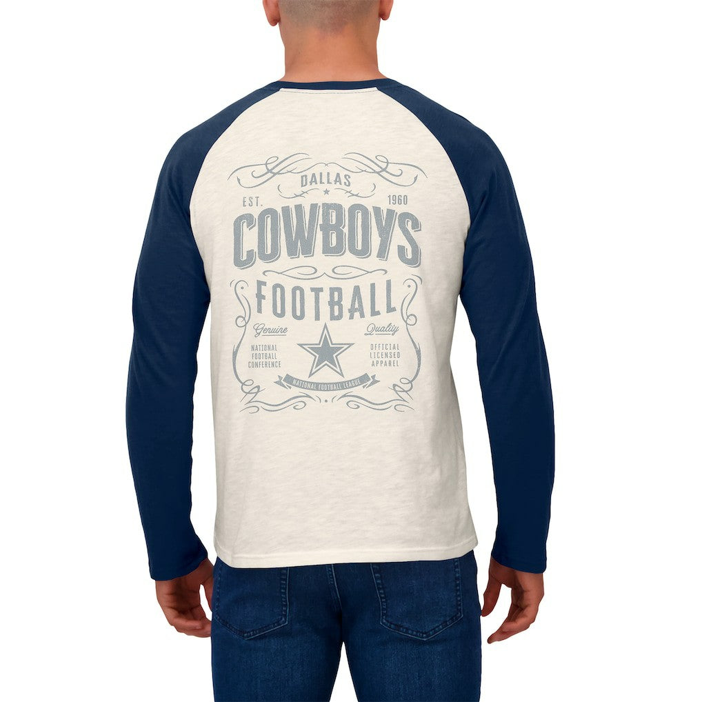 Dallas Cowboys Darius Rucker Collection Raglan Henley Long Sleeve T-Shirt White/Navy - Fanatics