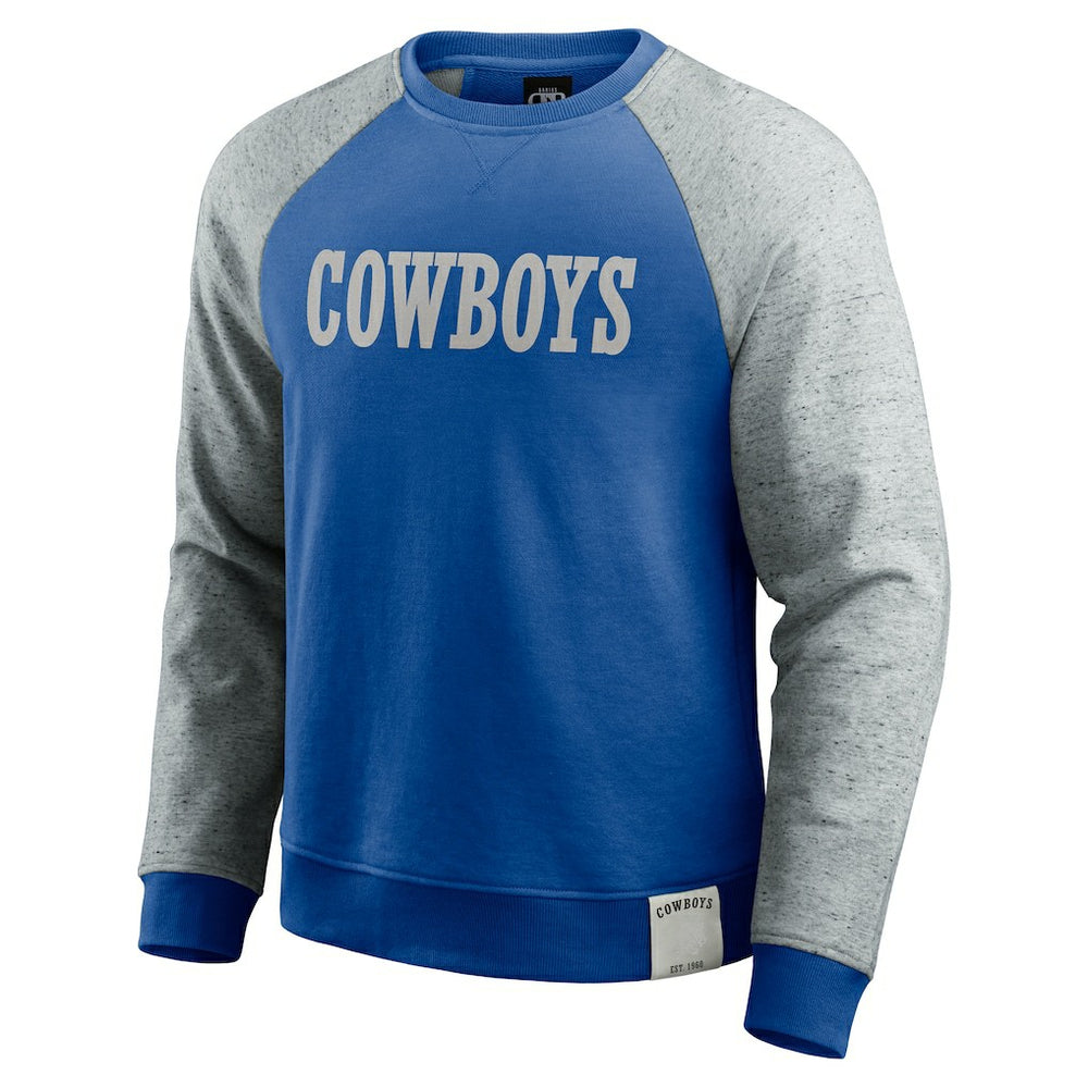 Dallas Cowboys Darius Rucker Collection Throwback Color Block Raglan Pullover Sweatshirt Blue/Gray - Fanatics