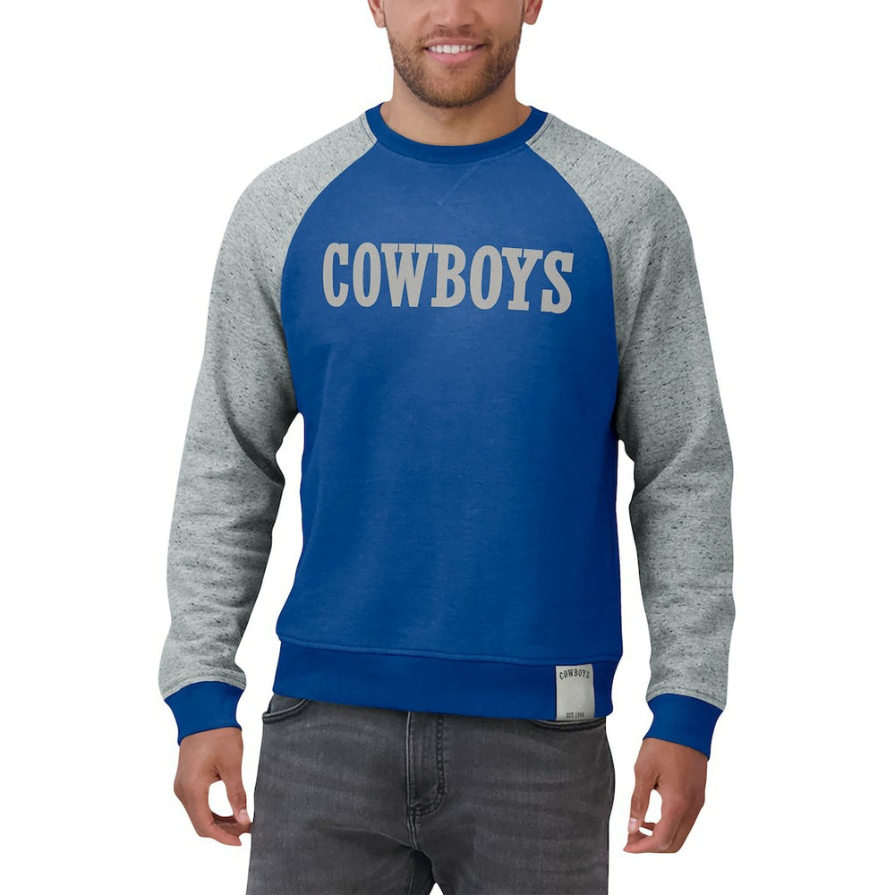 Dallas Cowboys Darius Rucker Collection Throwback Color Block Raglan Pullover Sweatshirt Blue/Gray - Fanatics