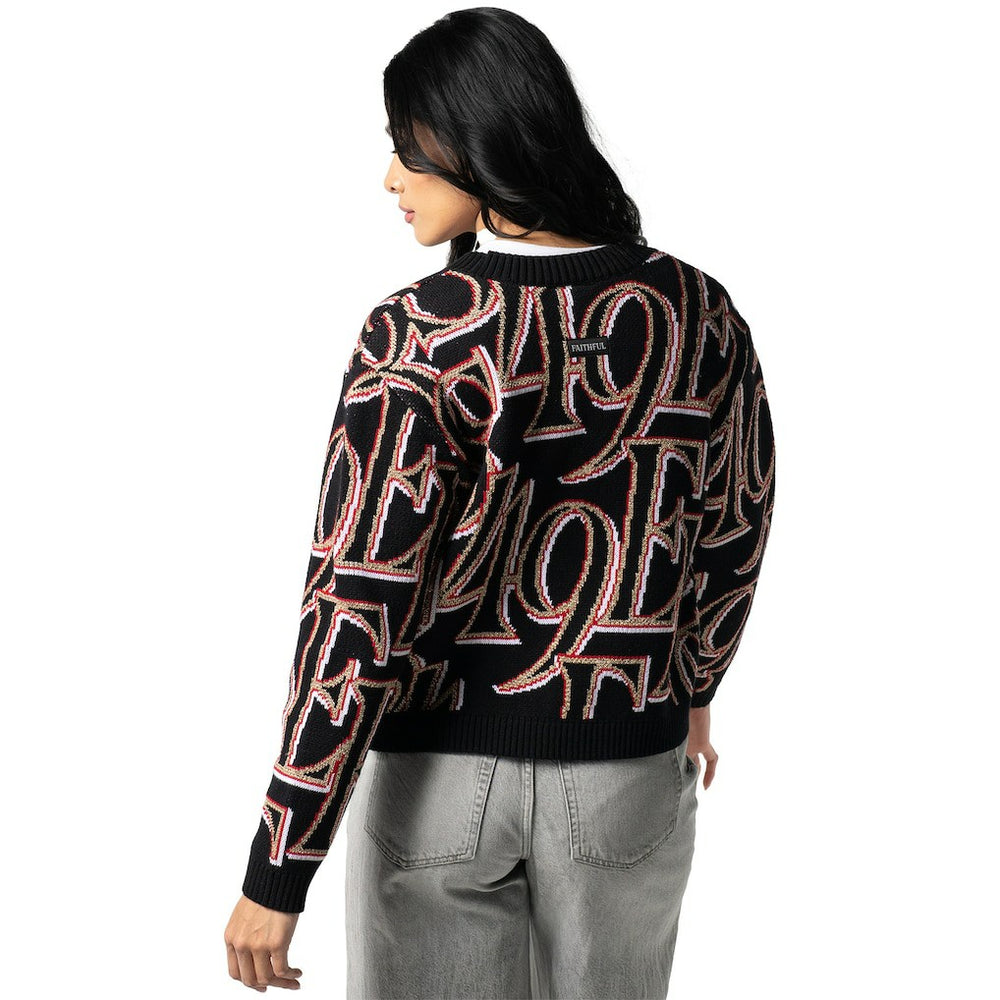 San Francisco 49ers The Wild Collective Women's Cropped Full-Button Cardigan Sweater Black - NFL