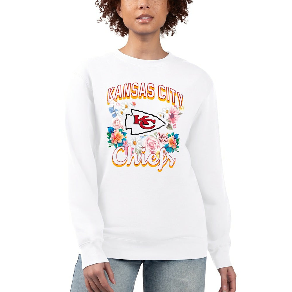 Kansas City Chiefs G-III 4Her by Carl Banks Women's Flower Logo Graphic Fleece Pullover Sweatshirt White - NFL