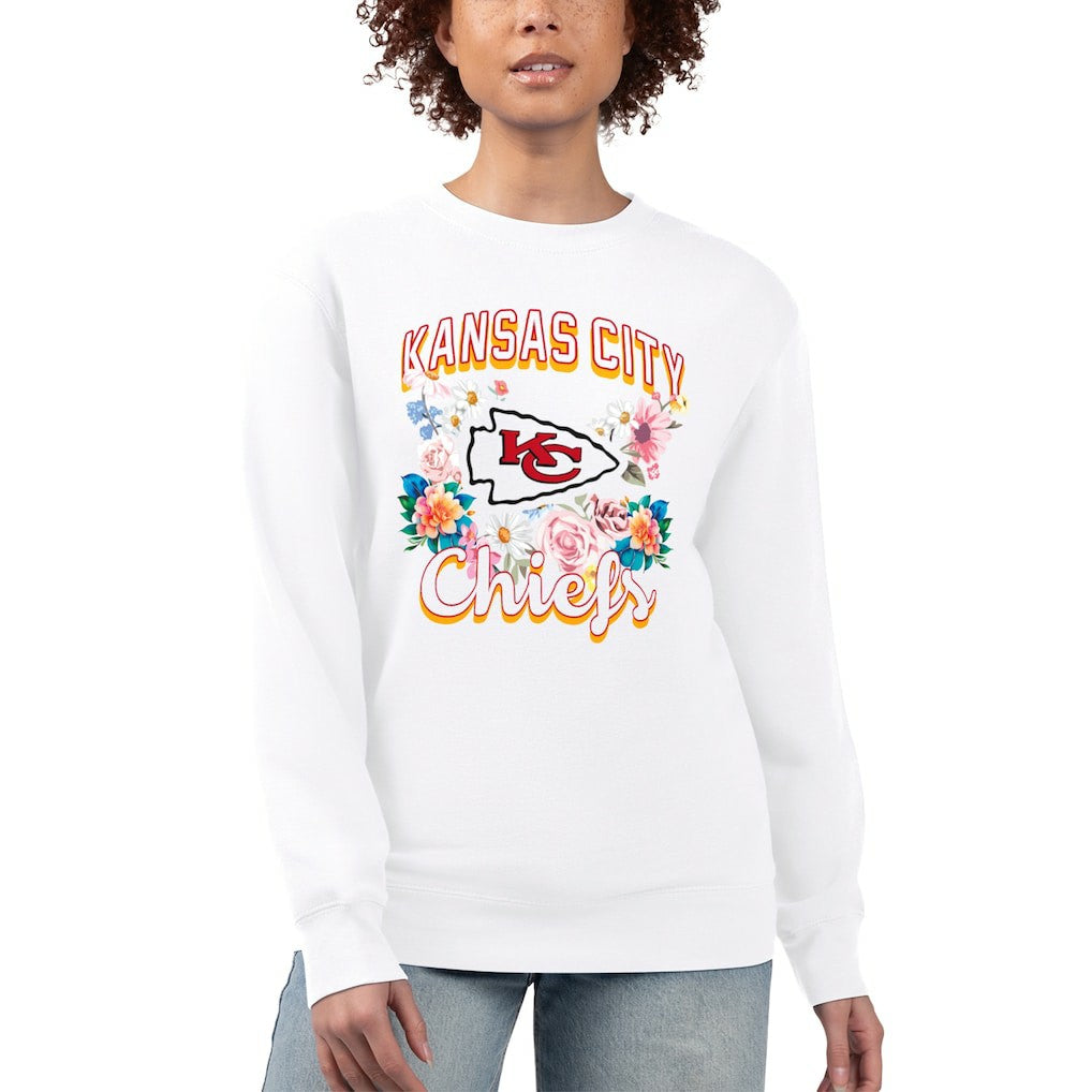 Kansas City Chiefs G-III 4Her by Carl Banks Women's Flower Logo Graphic Fleece Pullover Sweatshirt White - NFL