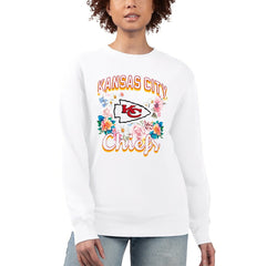 Kansas City Chiefs G-III 4Her by Carl Banks Women's Flower Logo Graphic Fleece Pullover Sweatshirt White - NFL