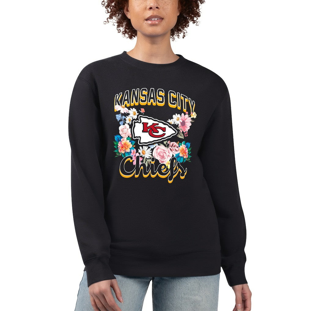 Kansas City Chiefs G-III 4Her by Carl Banks Women's Flower Logo Graphic Fleece Pullover Sweatshirt Black - NFL