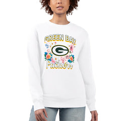 Green Bay Packers G-III 4Her by Carl Banks Women's Flower Logo Graphic Fleece Pullover Sweatshirt White - NFL