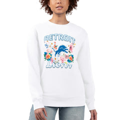 Detroit Lions G-III 4Her by Carl Banks Women's Flower Logo Graphic Fleece Pullover Sweatshirt White - NFL