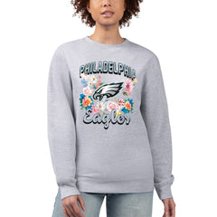 Philadelphia Eagles G-III 4Her by Carl Banks Women's Flower Logo Graphic Fleece Pullover Sweatshirt Heather Gray - NFL