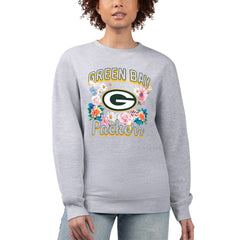 Green Bay Packers G-III 4Her by Carl Banks Women's Flower Logo Graphic Fleece Pullover Sweatshirt Heather Gray - NFL
