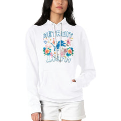 Detroit Lions G-III 4Her by Carl Banks Women's Flowers Team Logo Graphic Fleece Pullover Hoodie White - NFL