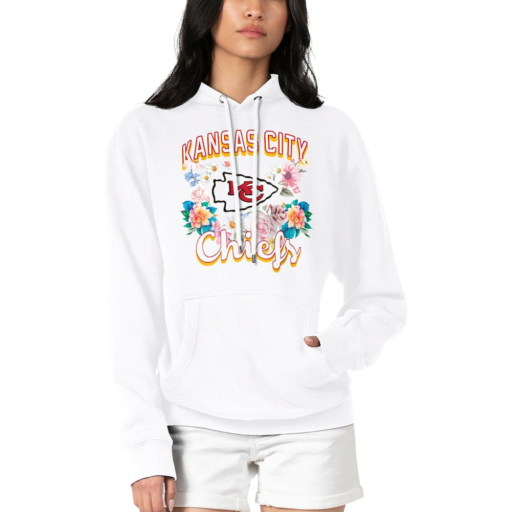 Kansas City Chiefs G-III 4Her by Carl Banks Women's Flowers Team Logo Graphic Fleece Pullover Hoodie White - NFL