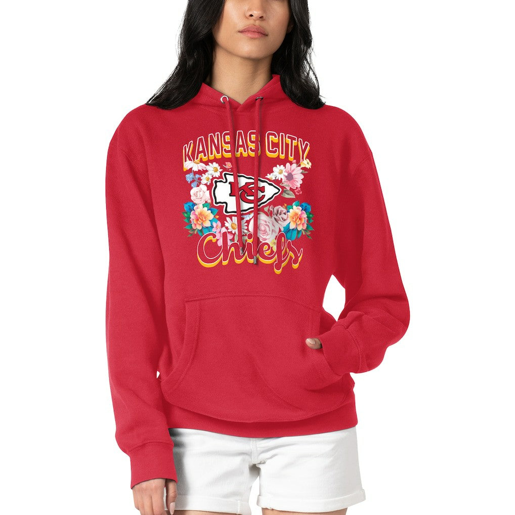 Kansas City Chiefs G-III 4Her by Carl Banks Women's Flowers Team Logo Graphic Fleece Pullover Hoodie Red - NFL