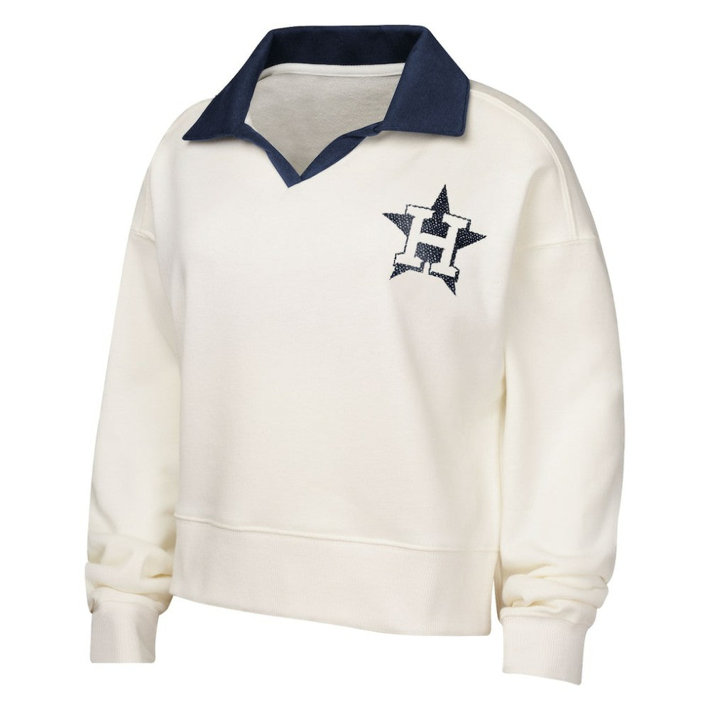 Houston Astros Girls Youth Ballpark Hit Collared V-Neck Pullover Sweatshirt Online