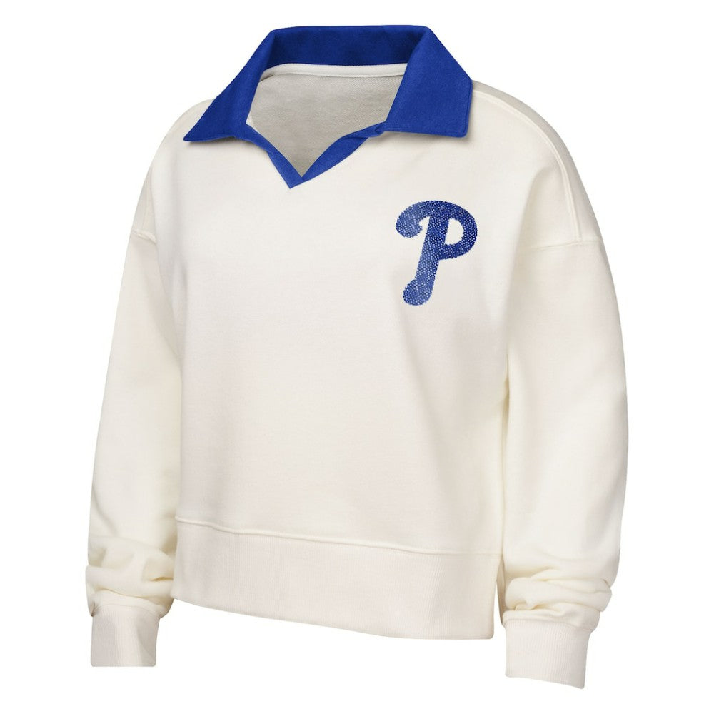 Philadelphia Phillies Girls Youth Ballpark Hit Collared V-Neck Pullover Sweatshirt Sale