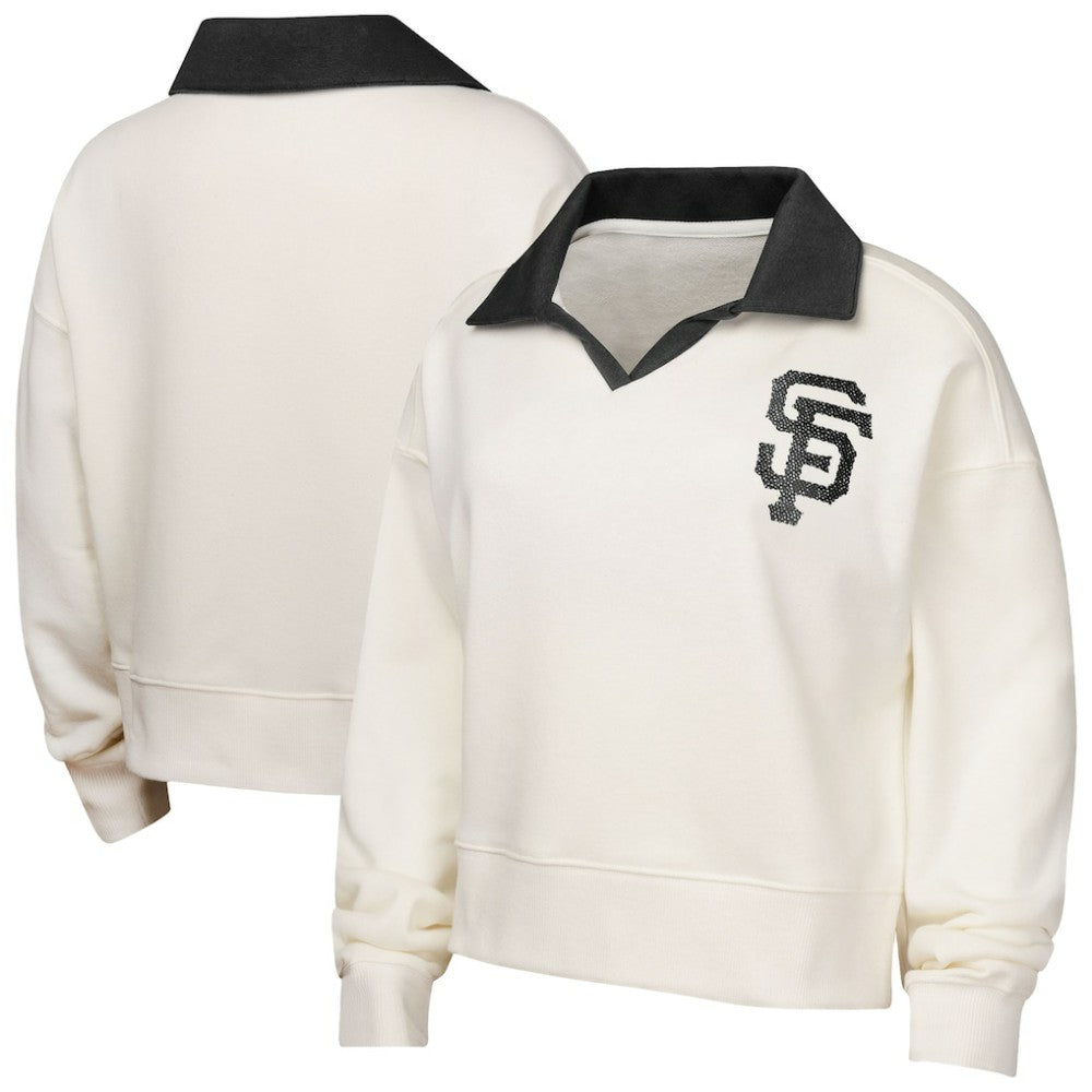 San Francisco Giants Girls Youth Ballpark Hit Collared V-Neck Pullover Sweatshirt discount
