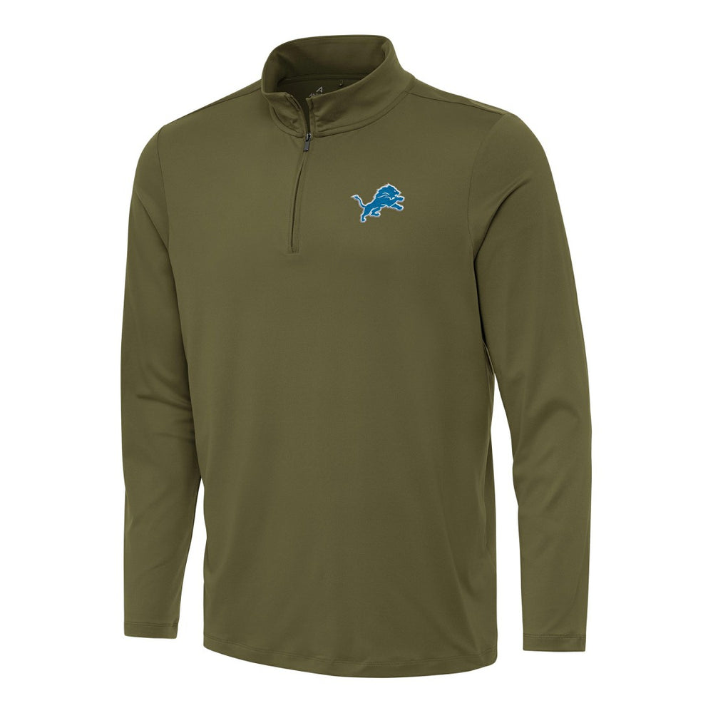 Detroit Lions Antigua Reprocess Quarter-Zip Top Olive - NFL