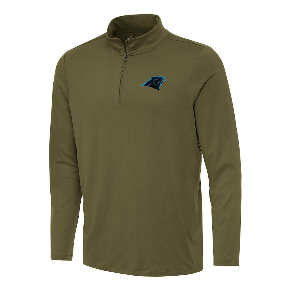 Carolina Panthers Antigua Reprocess Quarter-Zip Top Olive - NFL