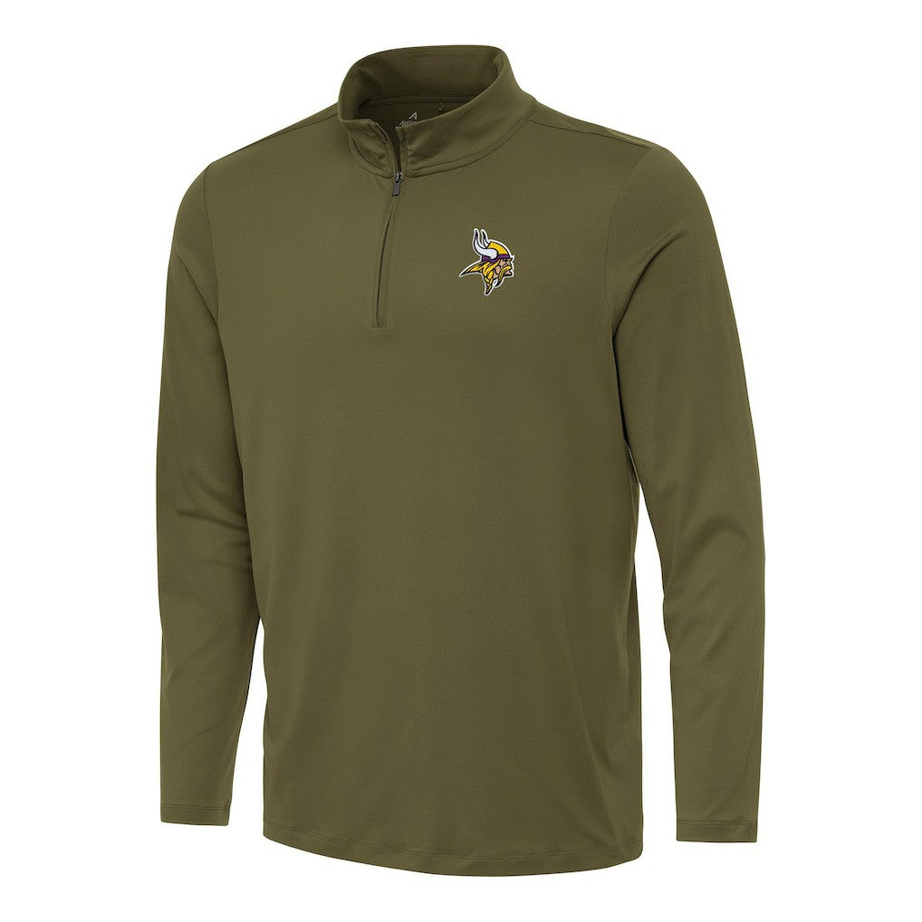 Minnesota Vikings Antigua Reprocess Quarter-Zip Top Olive - NFL