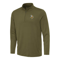 Minnesota Vikings Antigua Reprocess Quarter-Zip Top Olive - NFL