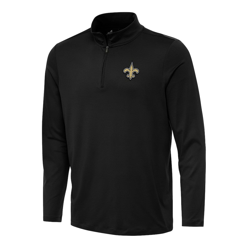 New Orleans Saints Antigua Reprocess Quarter-Zip Top Black - NFL