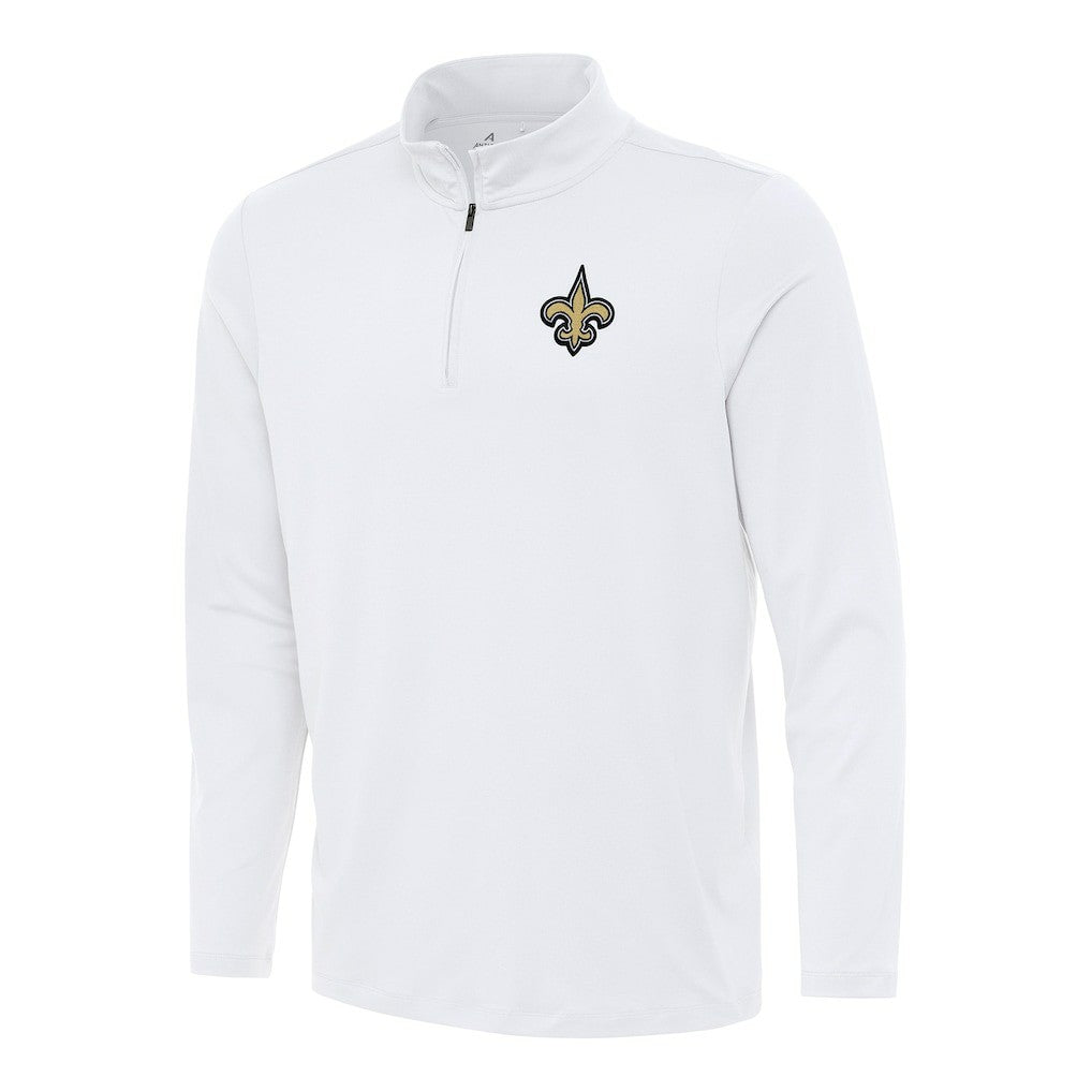 New Orleans Saints Antigua Reprocess Quarter-Zip Top White - NFL
