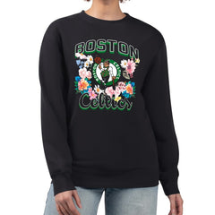 NBA - Boston Celtics G-III 4Her by Carl Banks Women's Flowers Team Logo Graphic Fleece Crewneck Pullover Sweatshirt - Black
