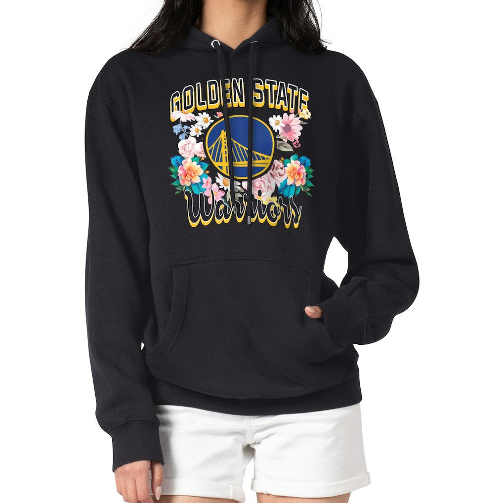 NBA - Golden State Warriors G-III 4Her by Carl Banks Women's Flowers Team Logo Graphic Fleece Pullover Hoodie - Black