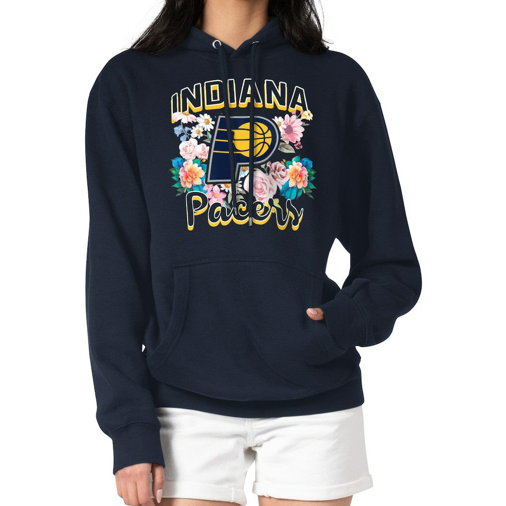 NBA - Indiana Pacers G-III 4Her by Carl Banks Women's Flowers Team Logo Graphic Fleece Pullover Hoodie - Navy