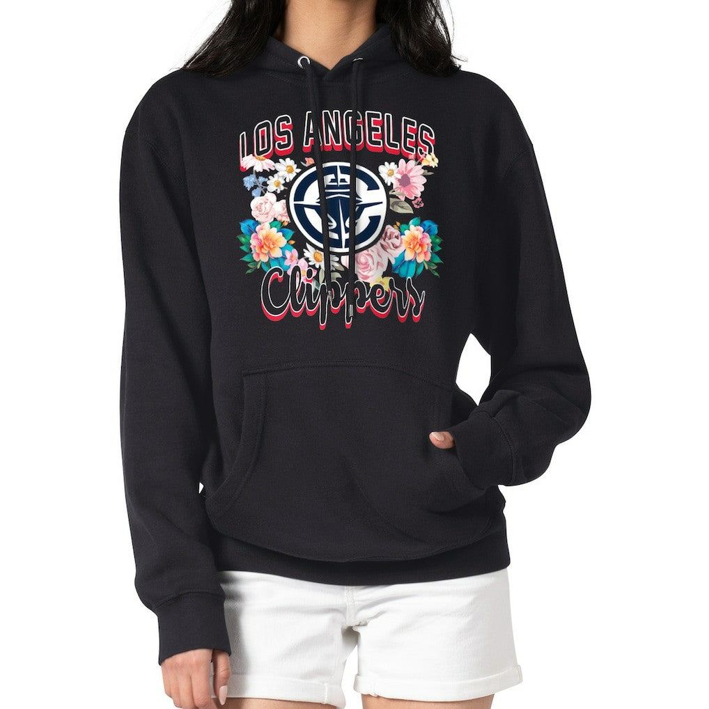 NBA - LA Clippers G-III 4Her by Carl Banks Women's Flowers Team Logo Graphic Fleece Pullover Hoodie - Black