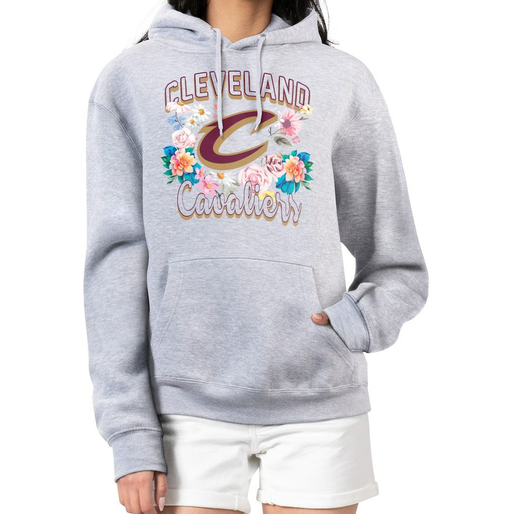 NBA - Cleveland Cavaliers G-III 4Her by Carl Banks Women's Flowers Team Logo Graphic Fleece Pullover Hoodie - Heather Gray