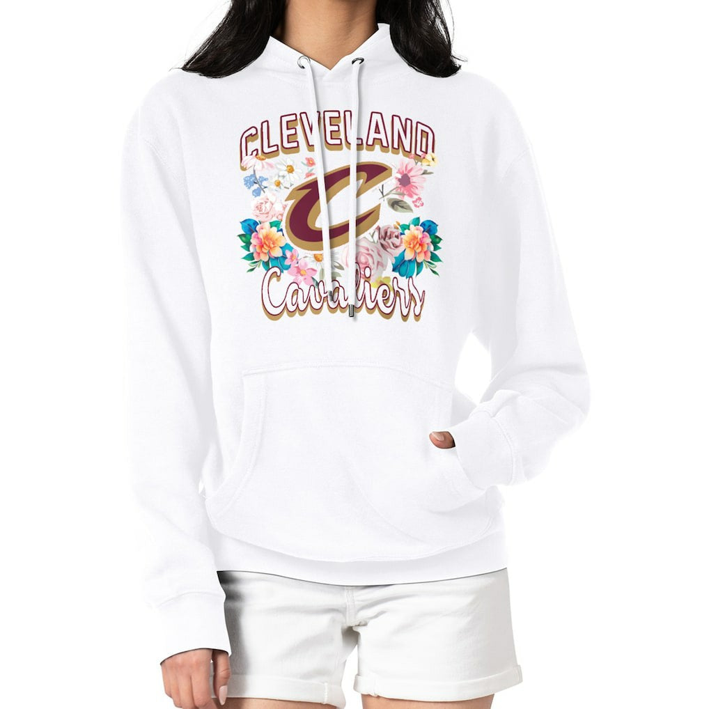 NBA - Cleveland Cavaliers G-III 4Her by Carl Banks Women's Flowers Team Logo Graphic Fleece Pullover Hoodie - White
