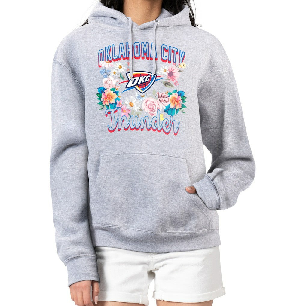 NBA - Oklahoma City Thunder G-III 4Her by Carl Banks Women's Flowers Team Logo Graphic Fleece Pullover Hoodie - Heather Gray