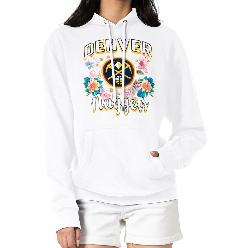 NBA - Denver Nuggets G-III 4Her by Carl Banks Women's Flowers Team Logo Graphic Fleece Pullover Hoodie - White