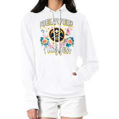 NBA - Denver Nuggets G-III 4Her by Carl Banks Women's Flowers Team Logo Graphic Fleece Pullover Hoodie - White