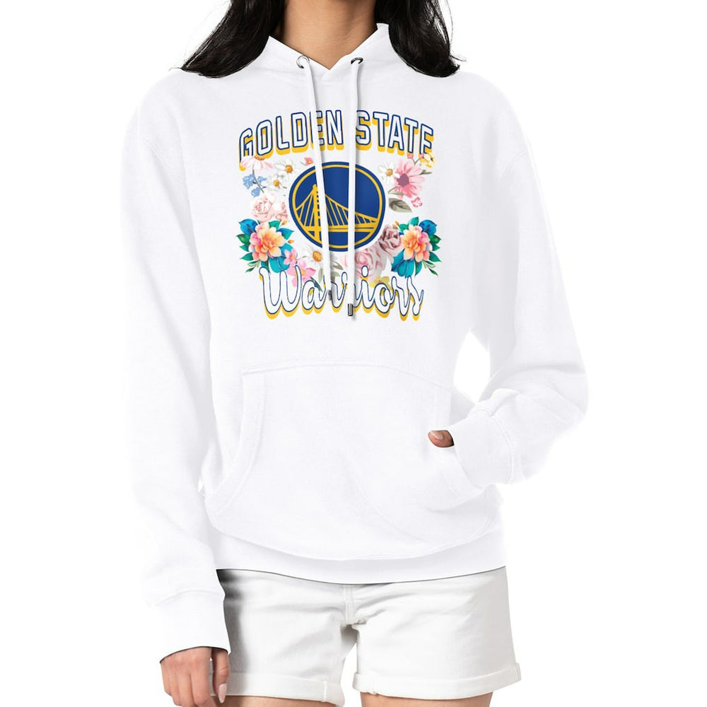 NBA - Golden State Warriors G-III 4Her by Carl Banks Women's Flowers Team Logo Graphic Fleece Pullover Hoodie - White