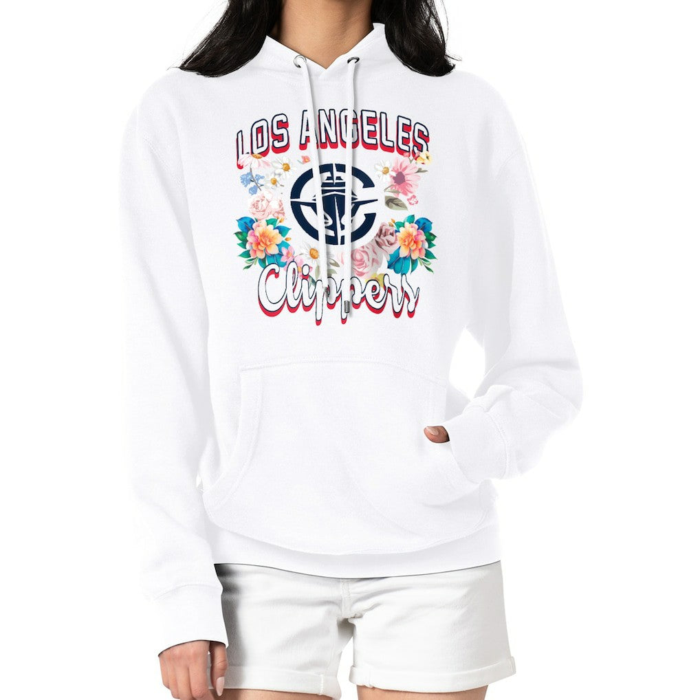 NBA - LA Clippers G-III 4Her by Carl Banks Women's Flowers Team Logo Graphic Fleece Pullover Hoodie - White