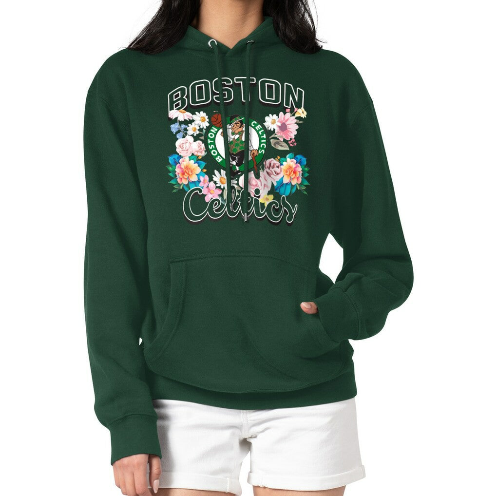 NBA - Boston Celtics G-III 4Her by Carl Banks Women's Flowers Team Logo Graphic Fleece Pullover Hoodie - Green