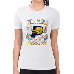 NBA - Indiana Pacers G-III 4Her by Carl Banks Women's Super-Slim Fit Lightweight Flowers Team Logo Graphic T-Shirt - White