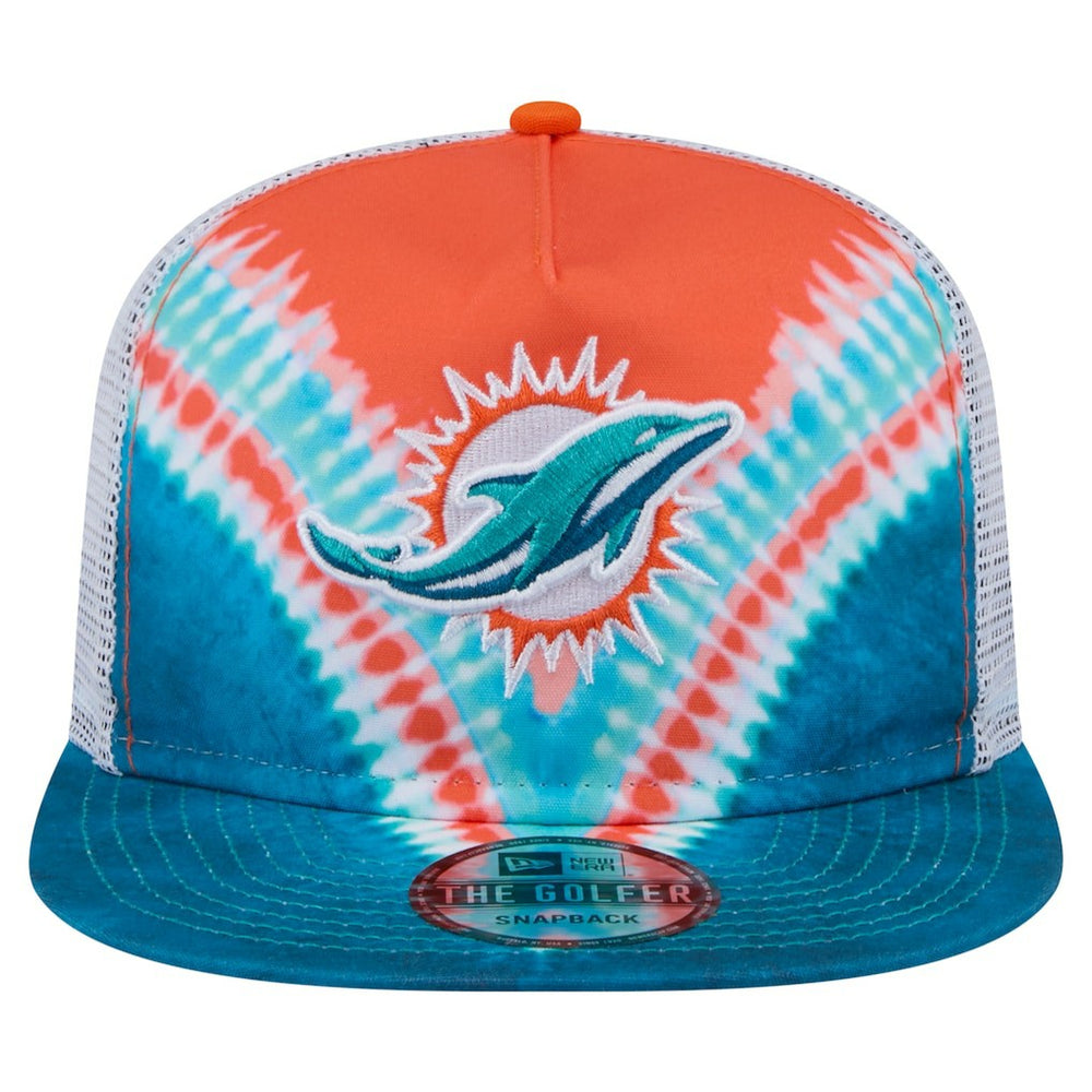 Miami Dolphins New Era Throwback Dye Golfer Snapback Hat Orange/Aqua - NFL