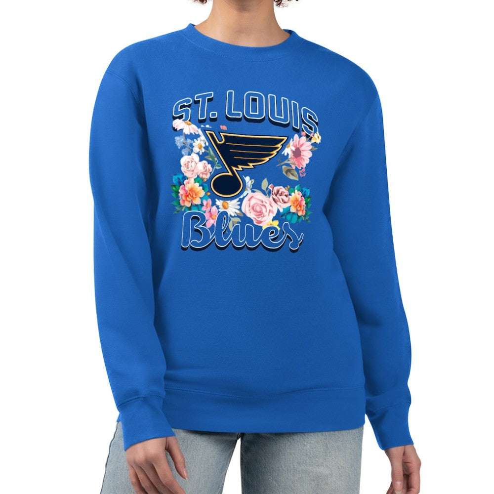 St. Louis Blues - G-III 4Her by Carl Banks Women's Flower Logo Pullover Sweatshirt Blue
