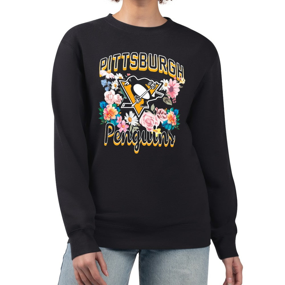 Pittsburgh Penguins G-III 4Her by Carl Banks Women's Flower Logo Pullover Sweatshirt Black