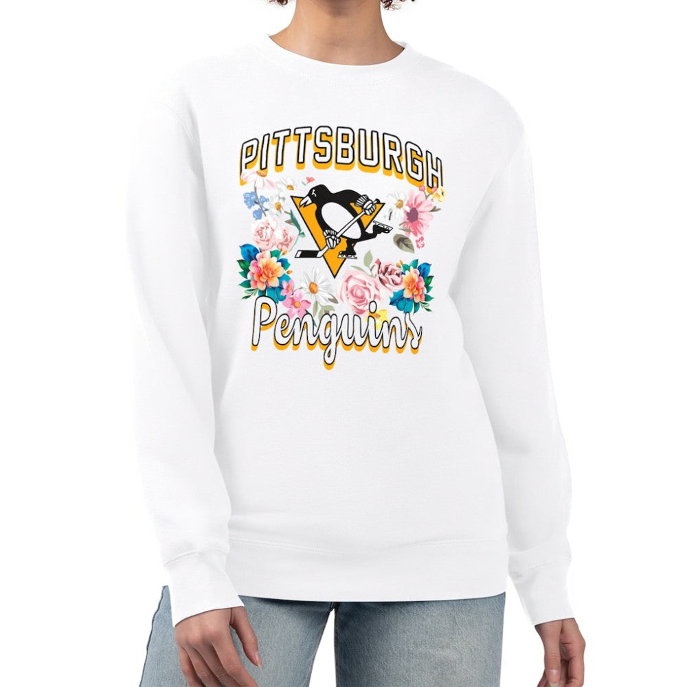 Pittsburgh Penguins G-III 4Her by Carl Banks Women's Flower Logo Pullover Sweatshirt White