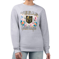 Vegas Golden Knights G-III 4Her by Carl Banks Women's Flower Logo Pullover Sweatshirt Heather Gray